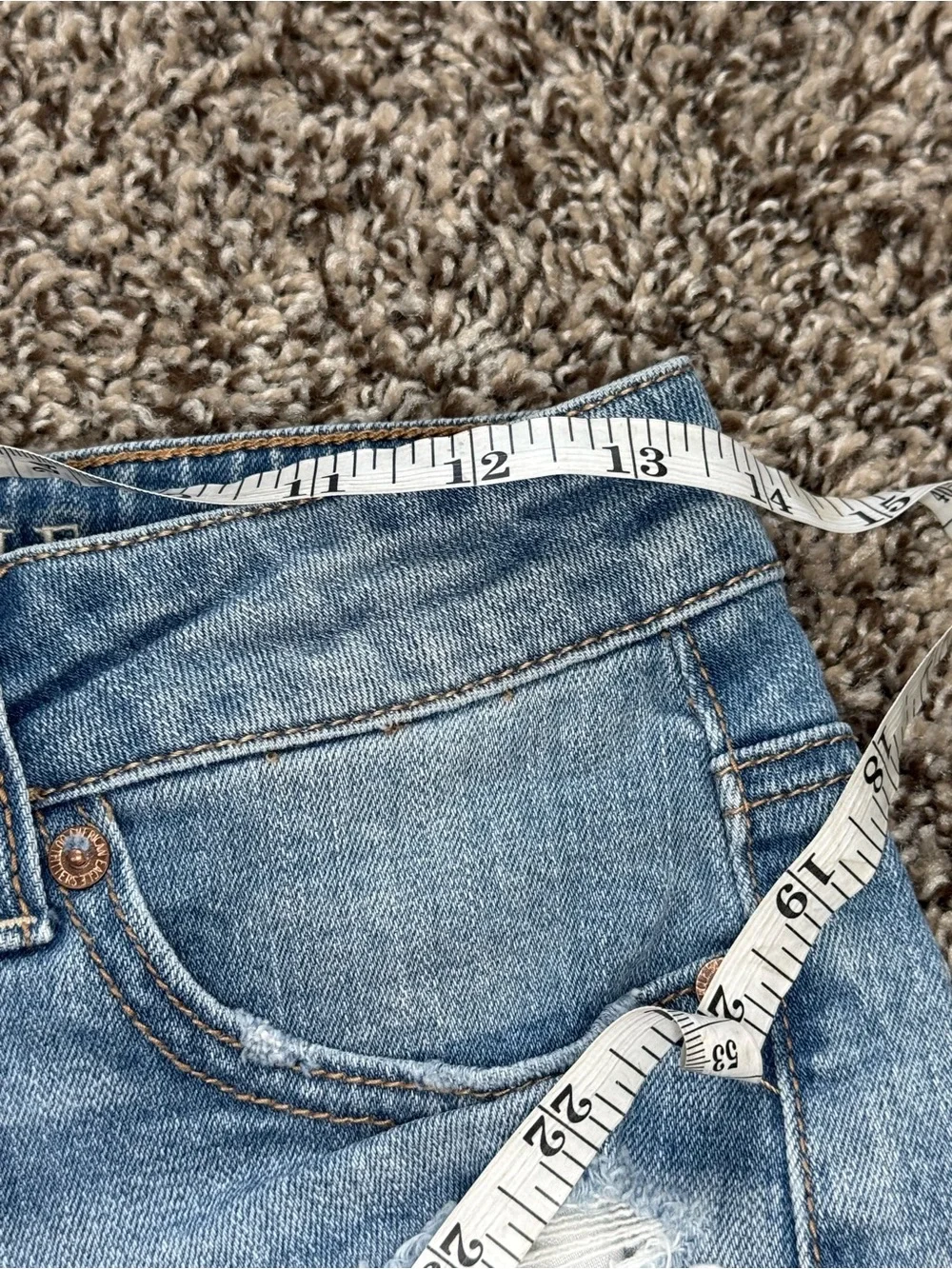 American Eagle Outfitters Women's Light Blue Distressed Denim Cutoff Shorts